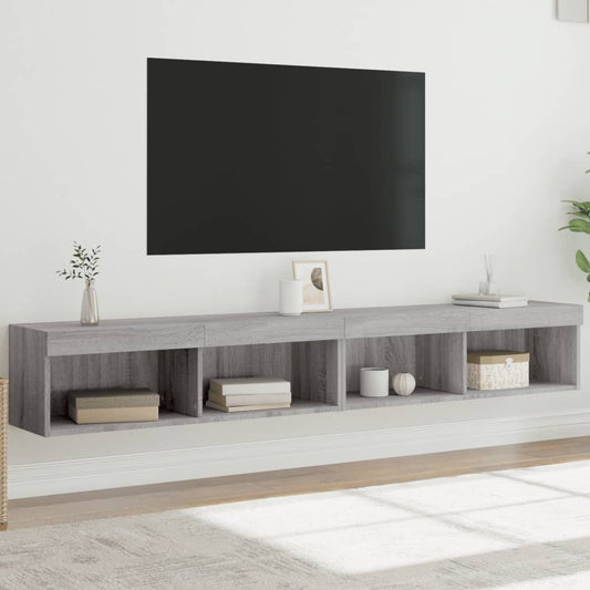 vidaXL TV Cabinets with LED Lights 2 pcs Grey Sonoma 100x30x30 cm