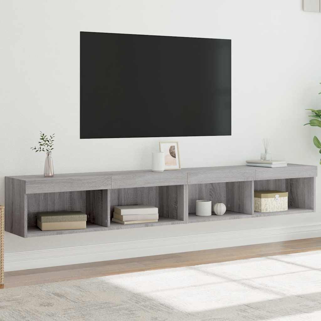 2 Piece TV Cabinet Set with LED Lights Grey Sonoma 100x30x30 cm