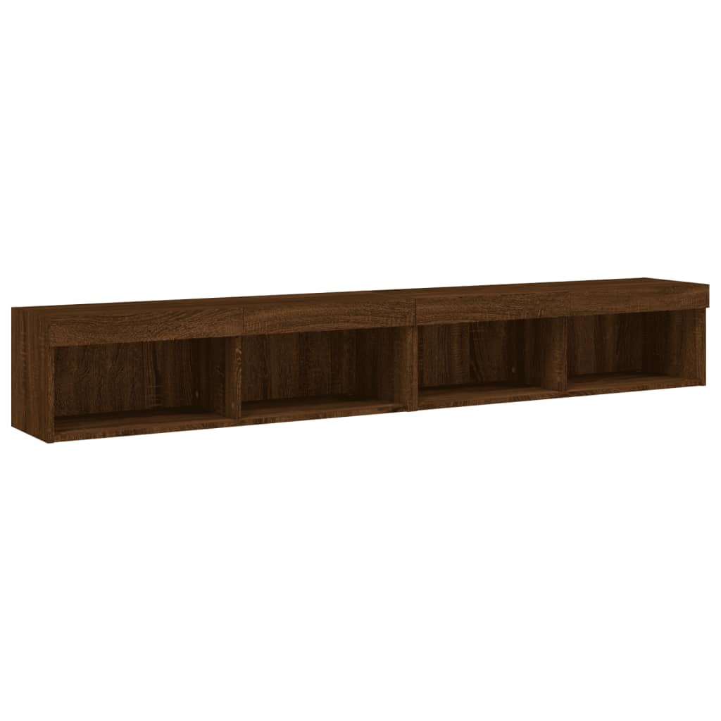 vidaXL TV Cabinets with LED Lights 2 pcs Brown Oak 100x30x30 cm