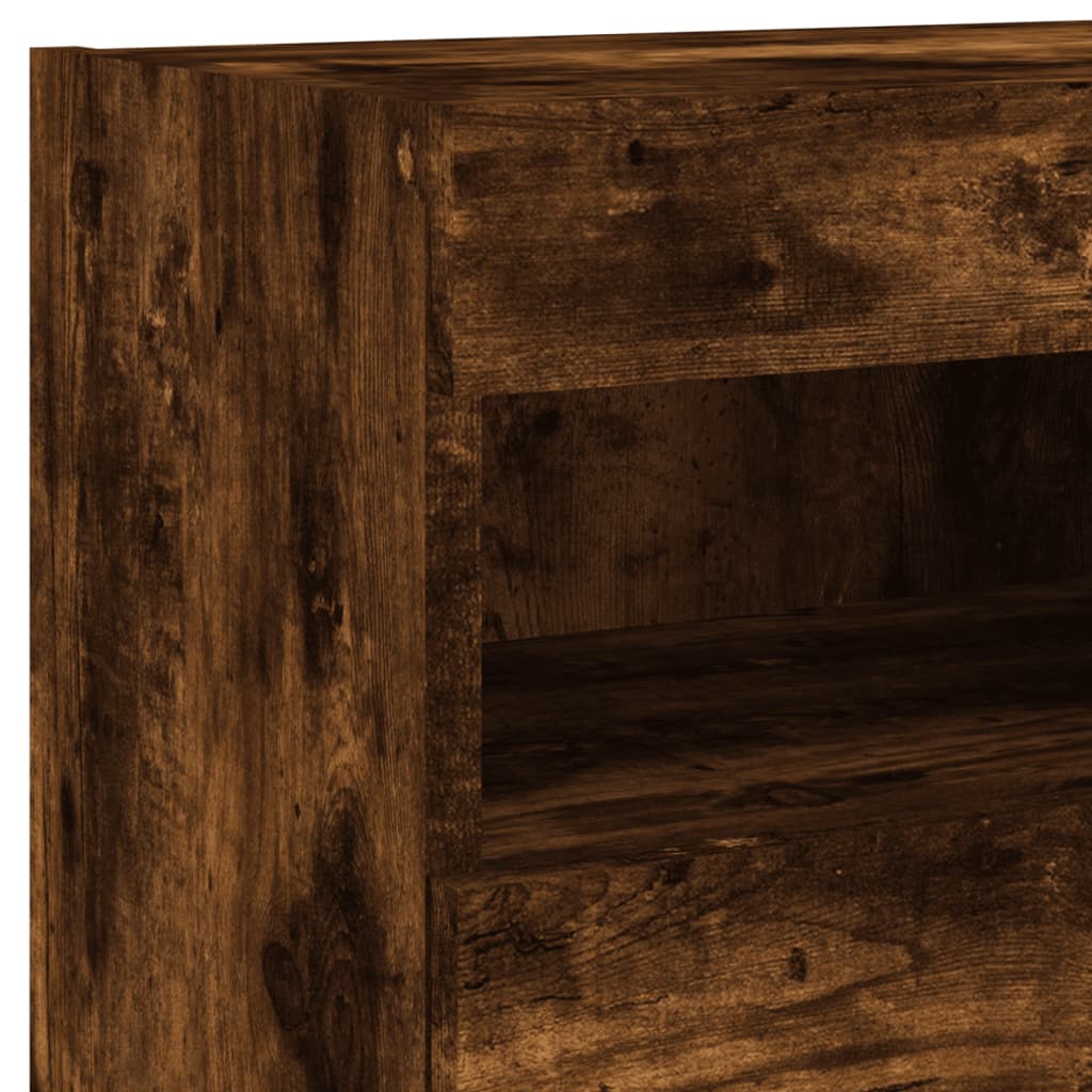 TV Wall Cabinet with LED Lights Smoked Oak 40x30x40 cm