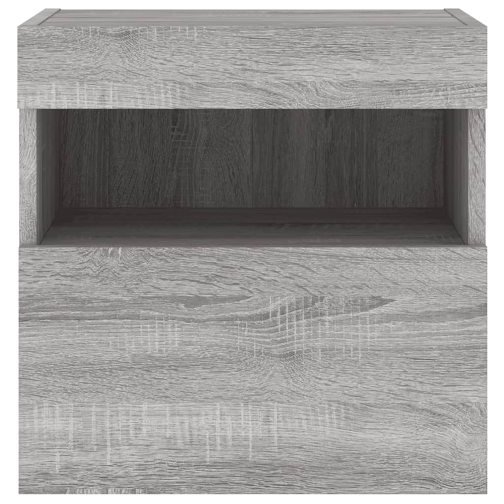 vidaXL TV Wall Cabinets with LED Lights 2 pcs Grey Sonoma 40x30x40 cm