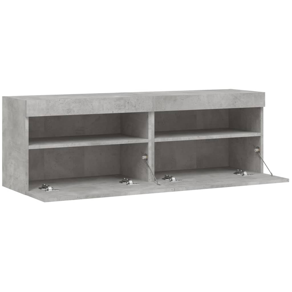 vidaXL TV Wall Cabinets with LED Lights 2 pcs Concrete Grey 60x30x40 cm