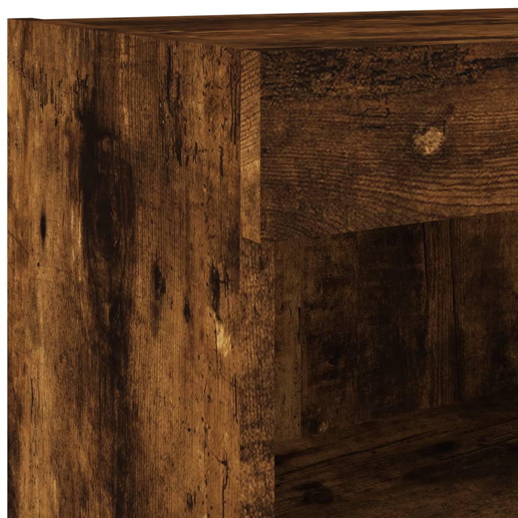 TV Wall Cabinet with LED Lights Smoked Oak 60x30x40 cm