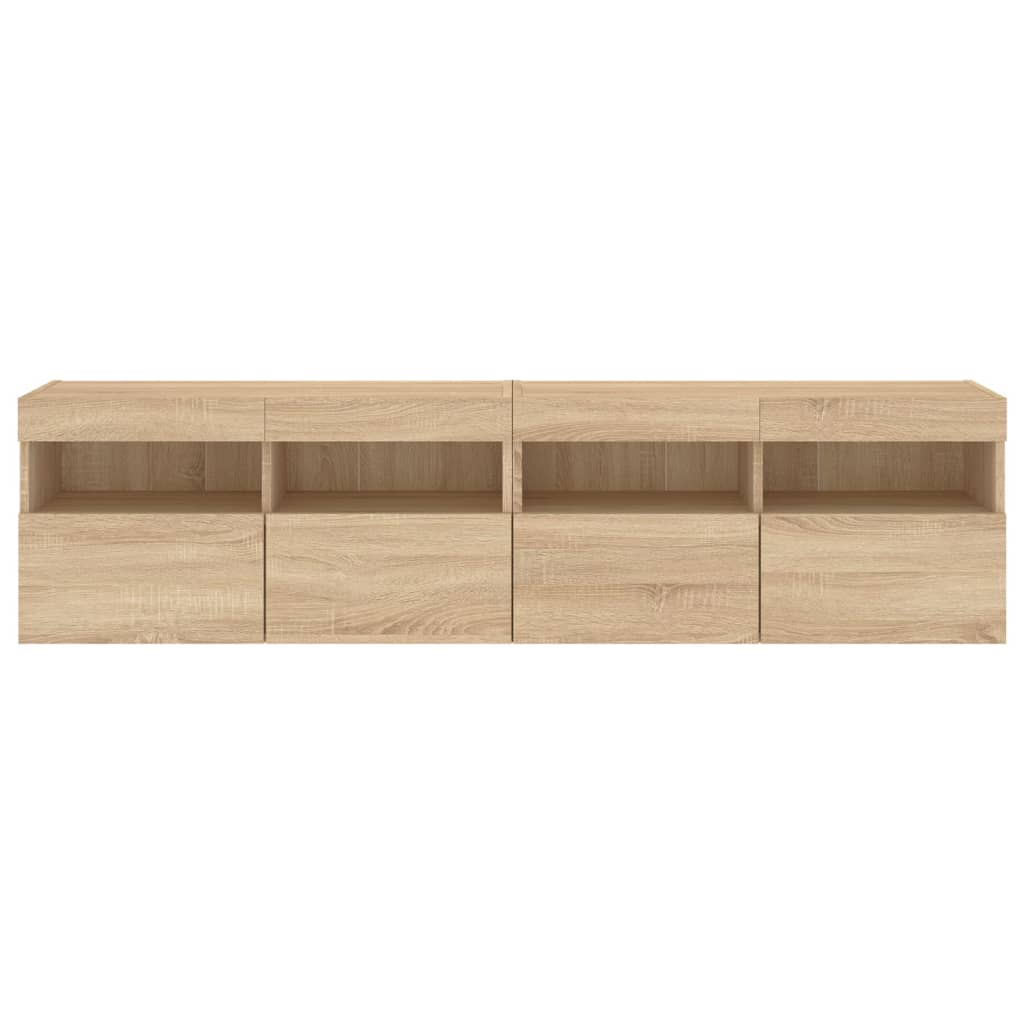 TV Wall Cabinets with LED Lights 2 pcs Sonoma Oak 80x30x40 cm