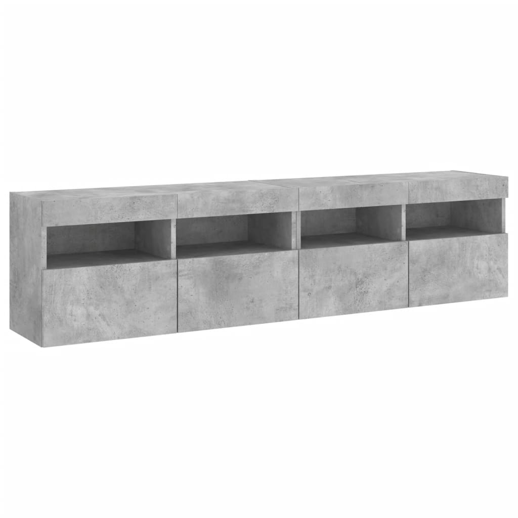 vidaXL TV Wall Cabinets with LED Lights 2 pcs Concrete Grey 80x30x40 cm