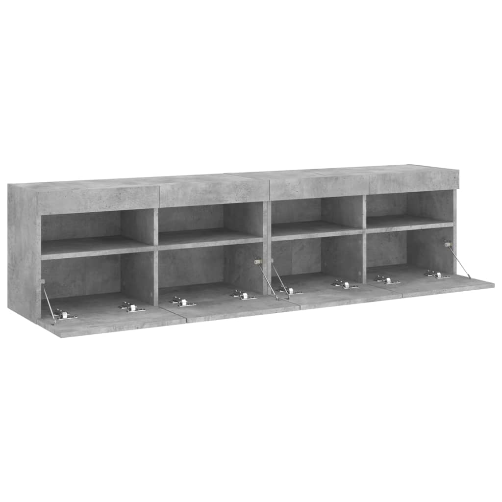 vidaXL TV Wall Cabinets with LED Lights 2 pcs Concrete Grey 80x30x40 cm