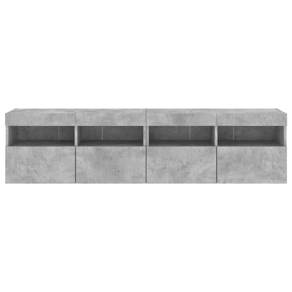 vidaXL TV Wall Cabinets with LED Lights 2 pcs Concrete Grey 80x30x40 cm