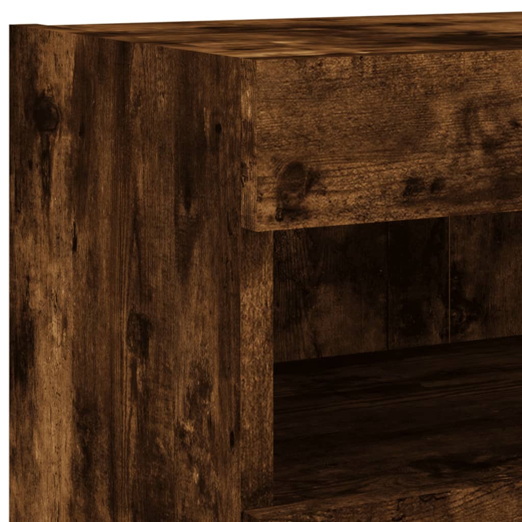 TV Wall Cabinet with LED Lights Smoked Oak 80x30x40 cm