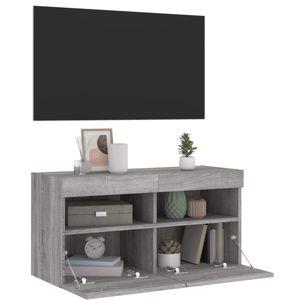 TV Wall Cabinet | Grey Sonoma | Engineered Wood | Medium