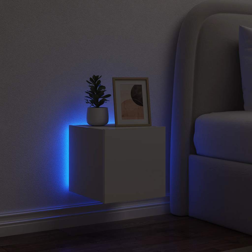 TV Wall Cabinet with LED Lights White 30,5x35x30 cm
