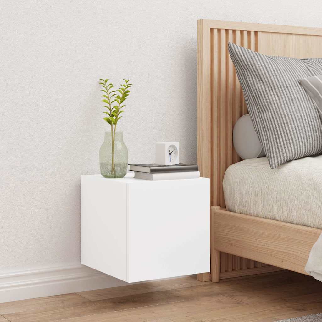 TV Wall Cabinet with LED Lights White 30,5x35x30 cm