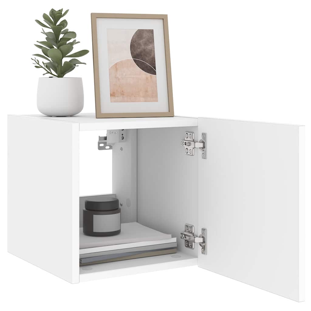 TV Wall Cabinet with LED Lights White 30,5x35x30 cm