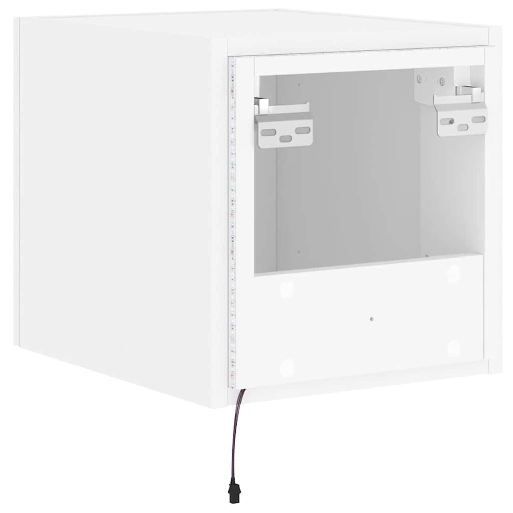 TV Wall Cabinet with LED Lights White 30,5x35x30 cm