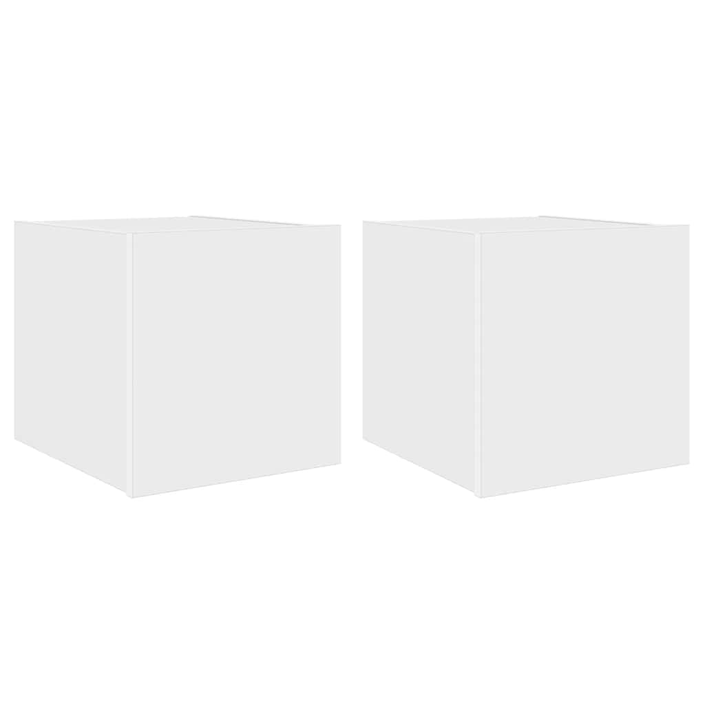 TV Wall Cabinets with LED Lights 2 pcs White 30,5x35x30 cm