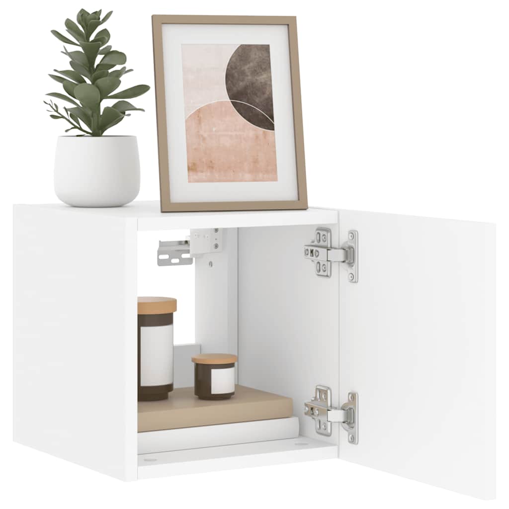 TV Wall Cabinets with LED Lights 2 pcs White 30,5x35x30 cm
