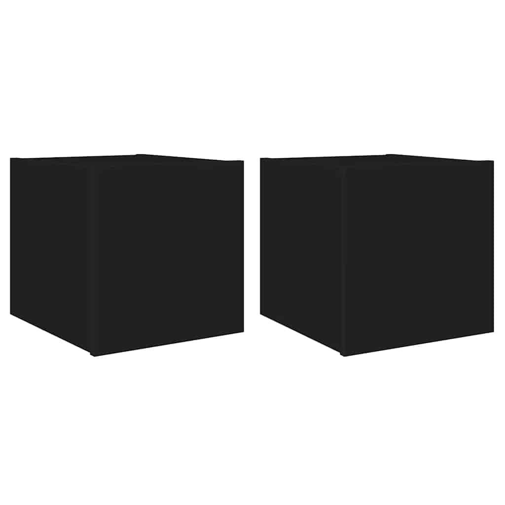 TV Wall Cabinets with LED Lights 2 pcs Black 30,5x35x30 cm