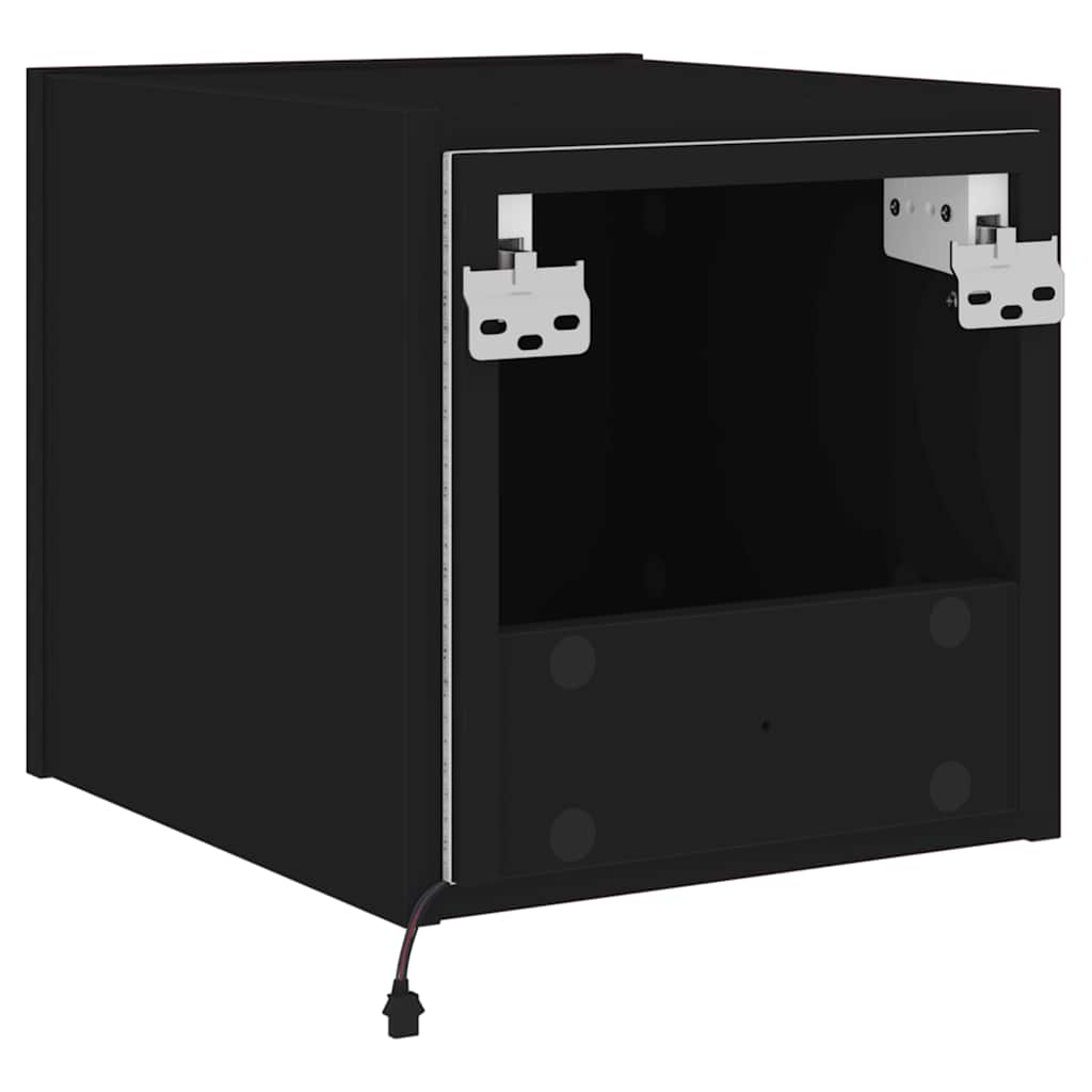 TV Wall Cabinets with LED Lights 2 pcs Black 30,5x35x30 cm