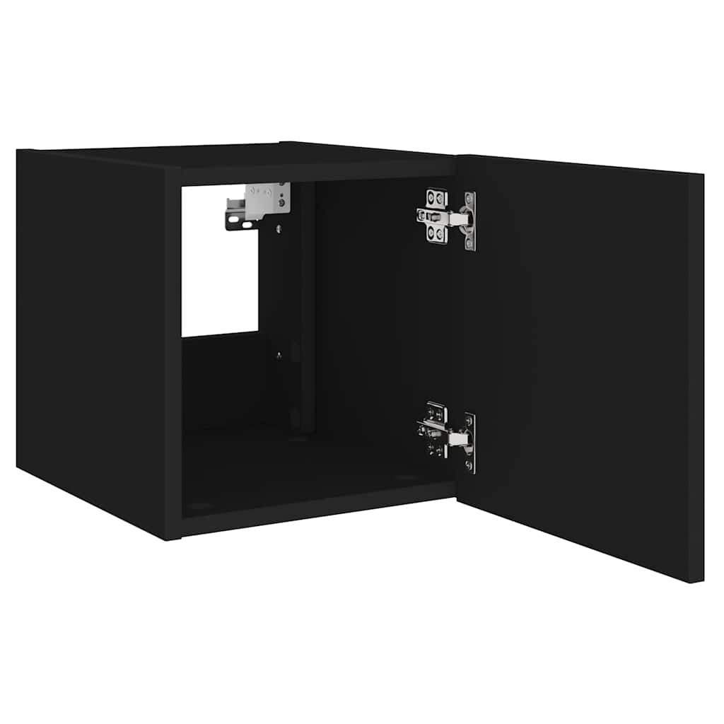 TV Wall Cabinets with LED Lights 2 pcs Black 30,5x35x30 cm