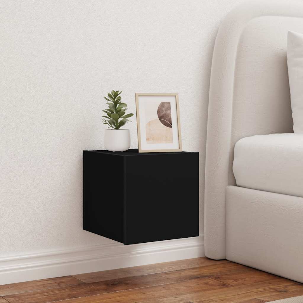 TV Wall Cabinets with LED Lights 2 pcs Black 30,5x35x30 cm
