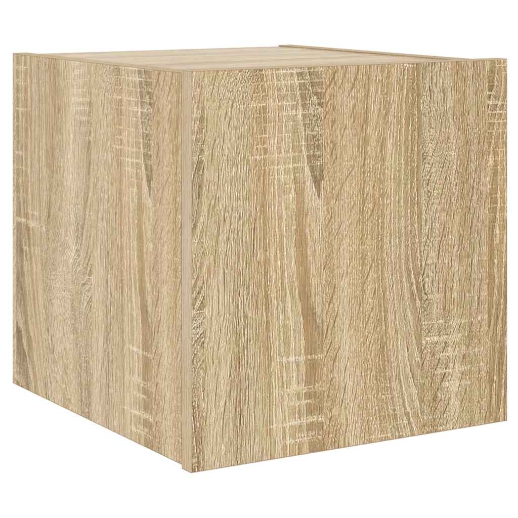 TV Wall Cabinet with LED Lights Sonoma Oak 30,5x35x30 cm