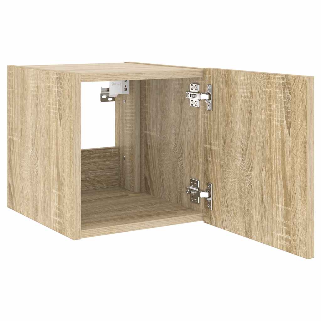 TV Wall Cabinet with LED Lights Sonoma Oak 30,5x35x30 cm