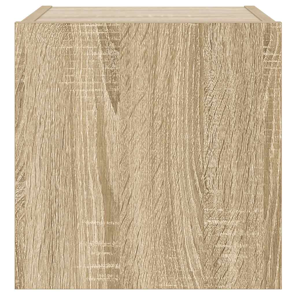 TV Wall Cabinet with LED Lights Sonoma Oak 30,5x35x30 cm
