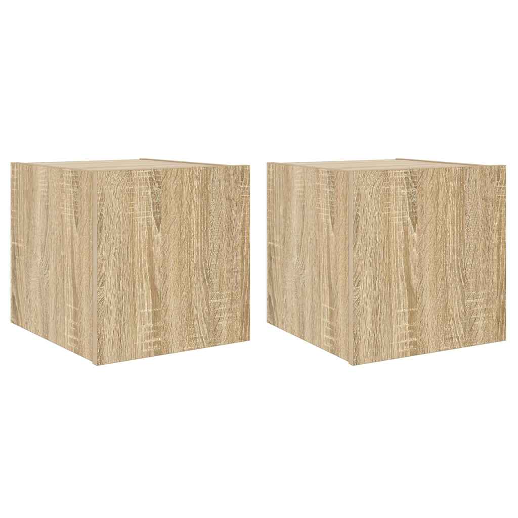 TV Wall Cabinets with LED Lights 2 pcs Sonoma Oak 30,5x35x30 cm