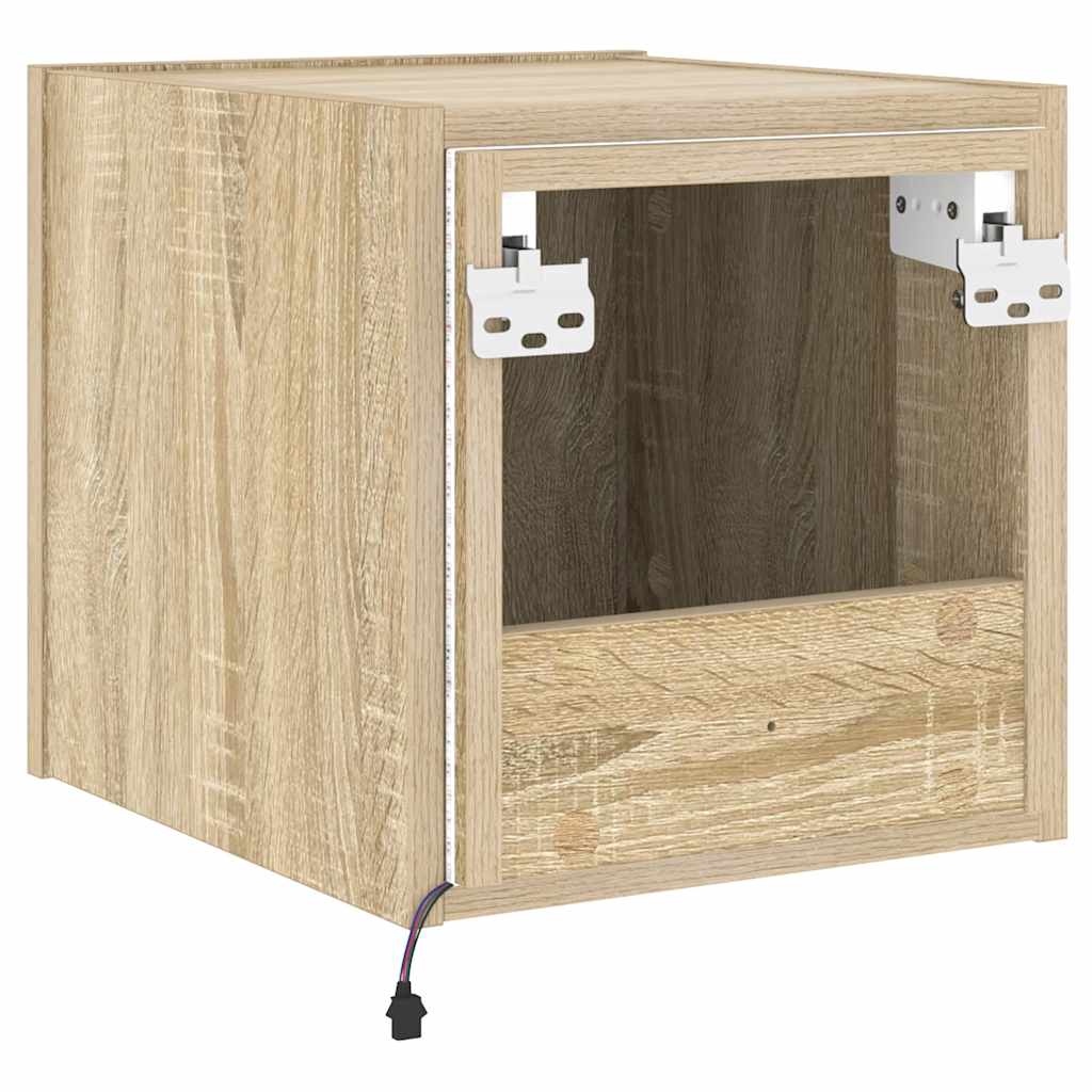 TV Wall Cabinets with LED Lights 2 pcs Sonoma Oak 30,5x35x30 cm