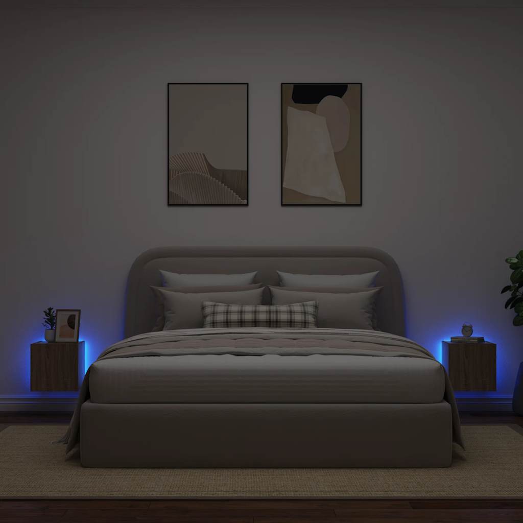 TV Wall Cabinets with LED Lights 2 pcs Sonoma Oak 30,5x35x30 cm