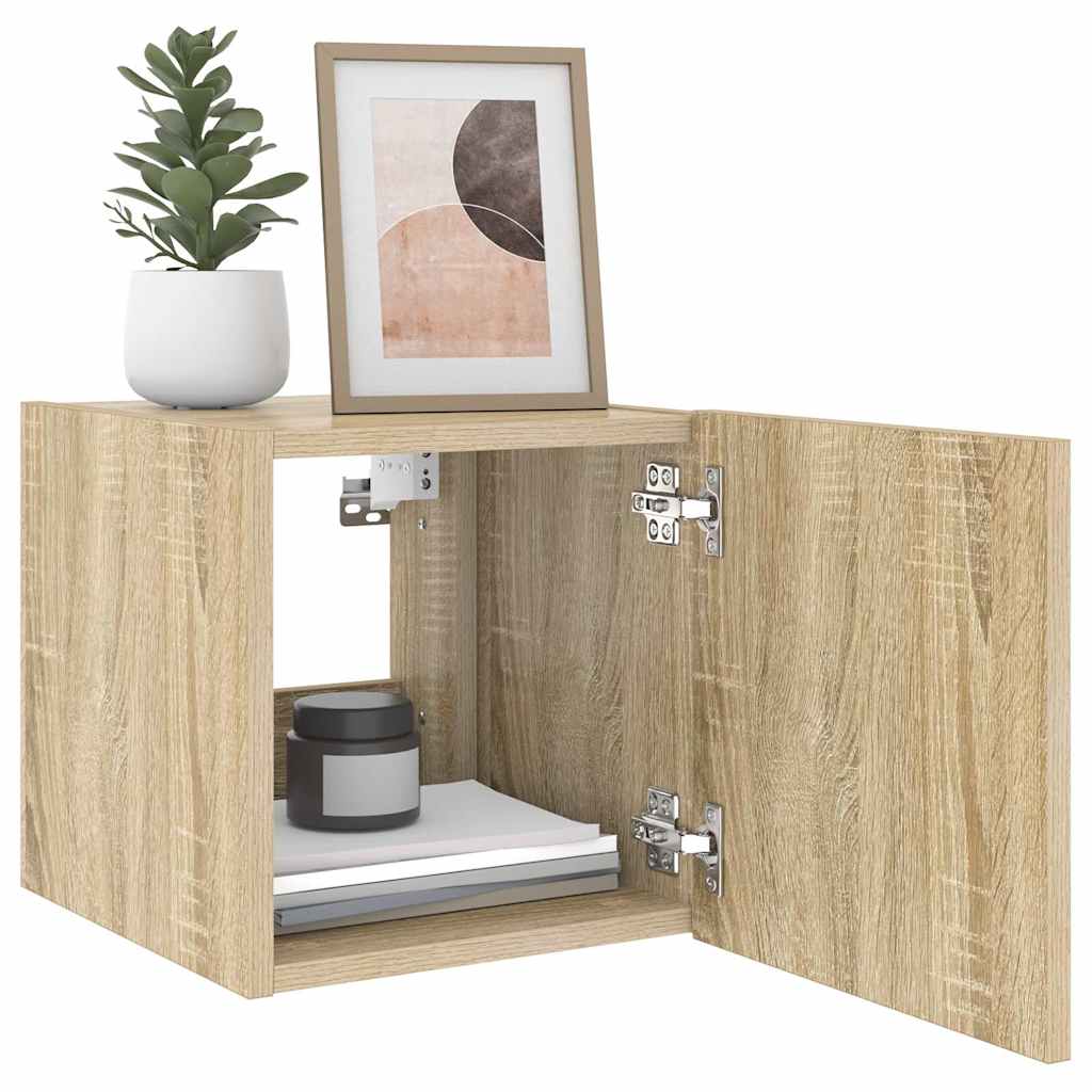TV Wall Cabinets with LED Lights 2 pcs Sonoma Oak 30,5x35x30 cm