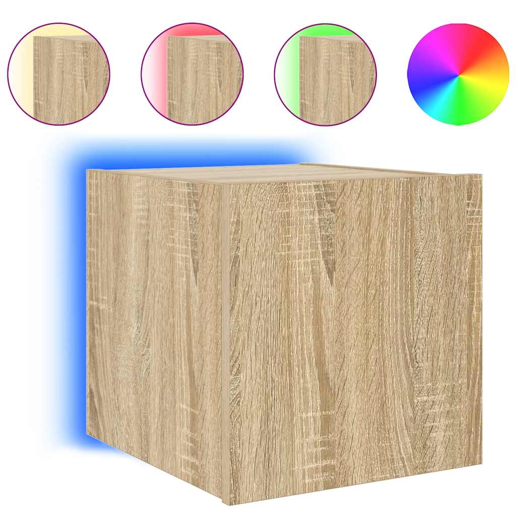 TV Wall Cabinets with LED Lights 2 pcs Sonoma Oak 30,5x35x30 cm