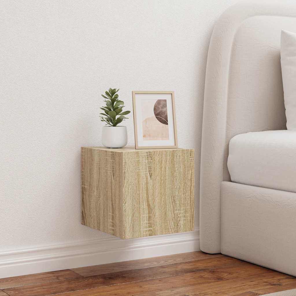 TV Wall Cabinets with LED Lights 2 pcs Sonoma Oak 30,5x35x30 cm