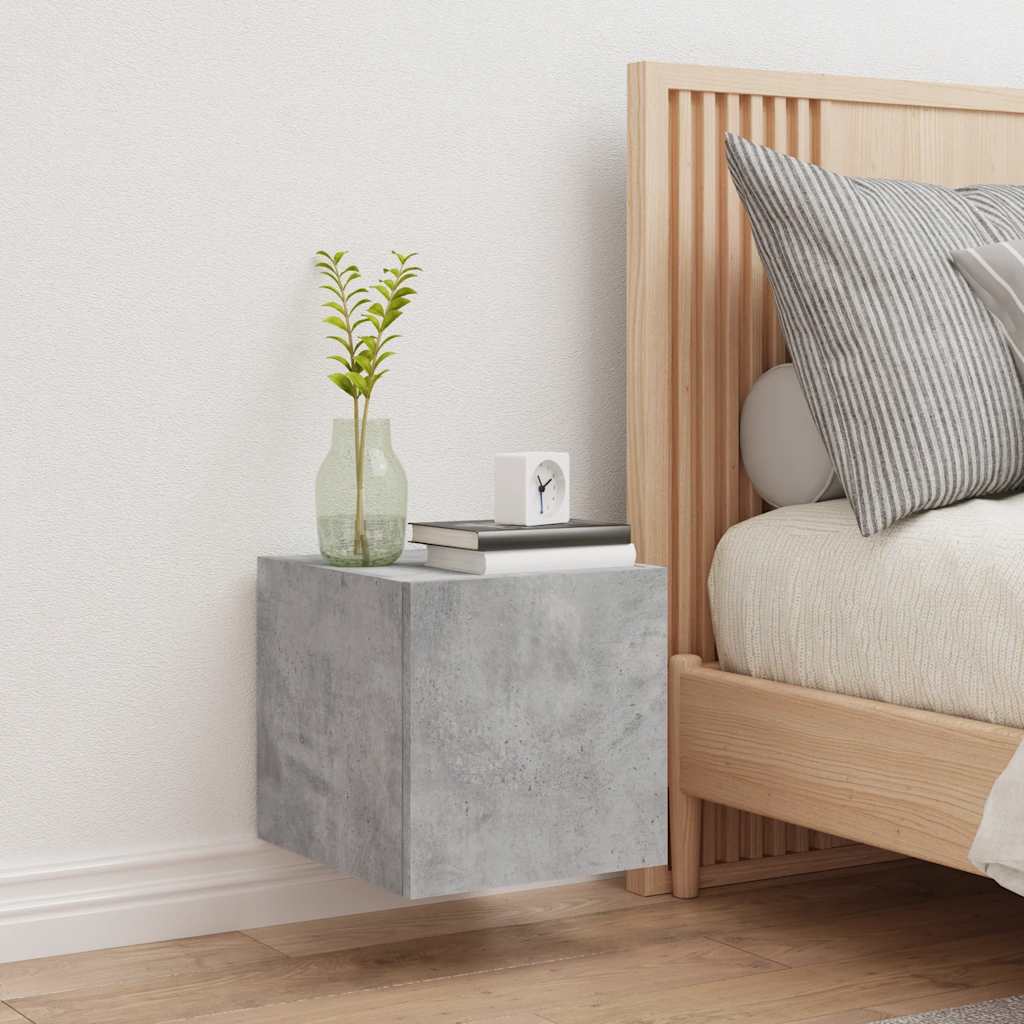 TV Wall Cabinet with LED Lights Concrete Grey 30,5x35x30 cm
