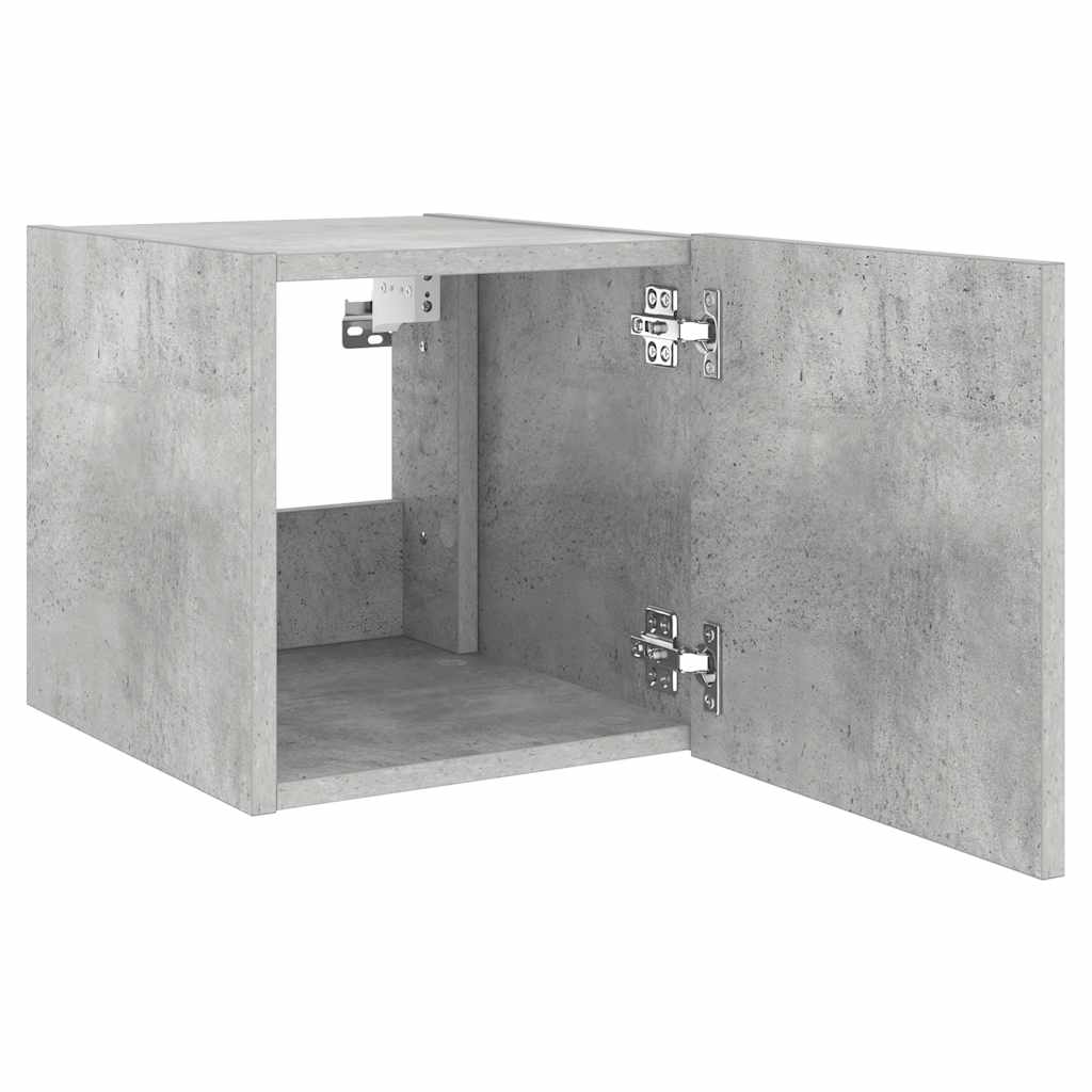TV Wall Cabinet with LED Lights Concrete Grey 30,5x35x30 cm