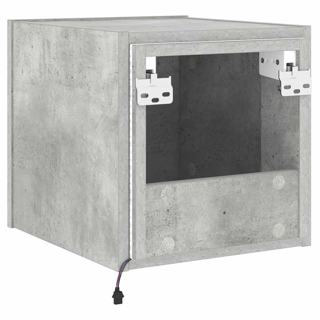 TV Wall Cabinet with LED Lights Concrete Grey 30,5x35x30 cm