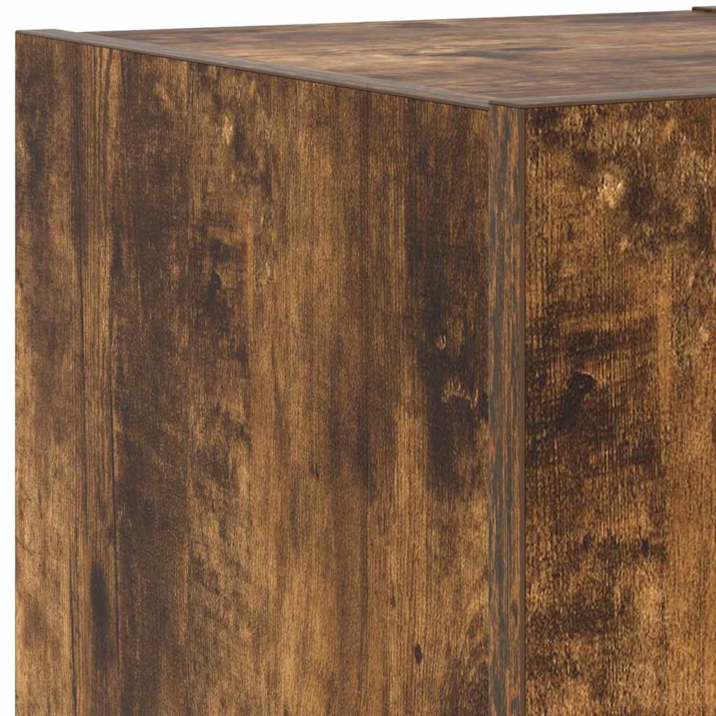 TV Wall Cabinet with LED Lights Smoked Oak 30,5x35x30 cm