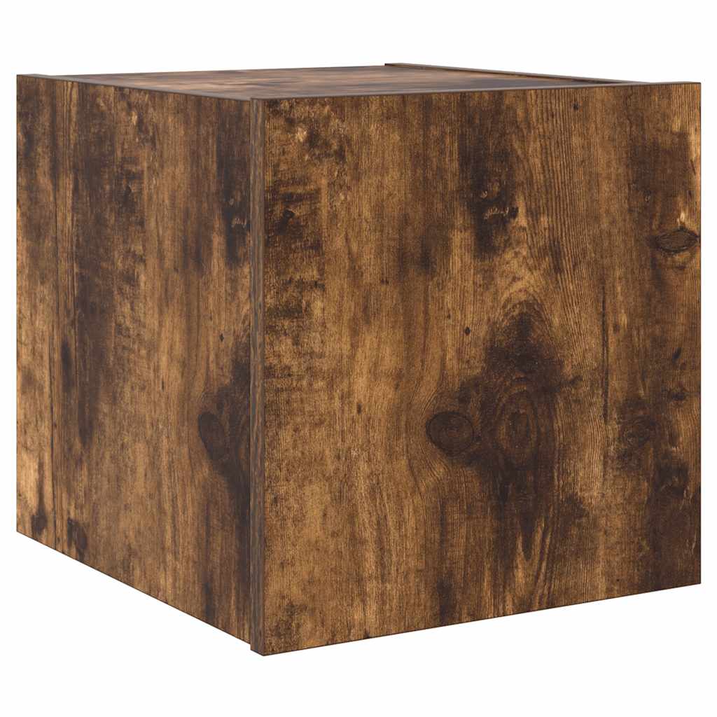 TV Wall Cabinet with LED Lights Smoked Oak 30,5x35x30 cm