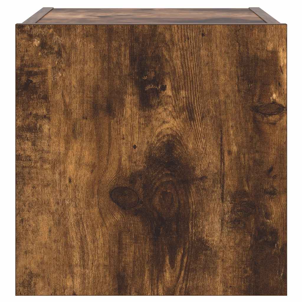 TV Wall Cabinet with LED Lights Smoked Oak 30,5x35x30 cm