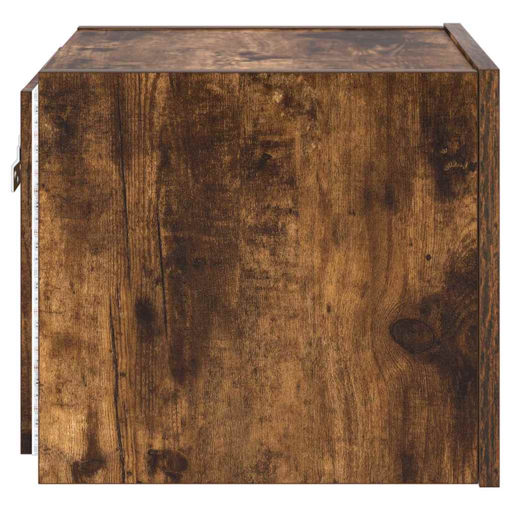 TV Wall Cabinet with LED Lights Smoked Oak 30,5x35x30 cm