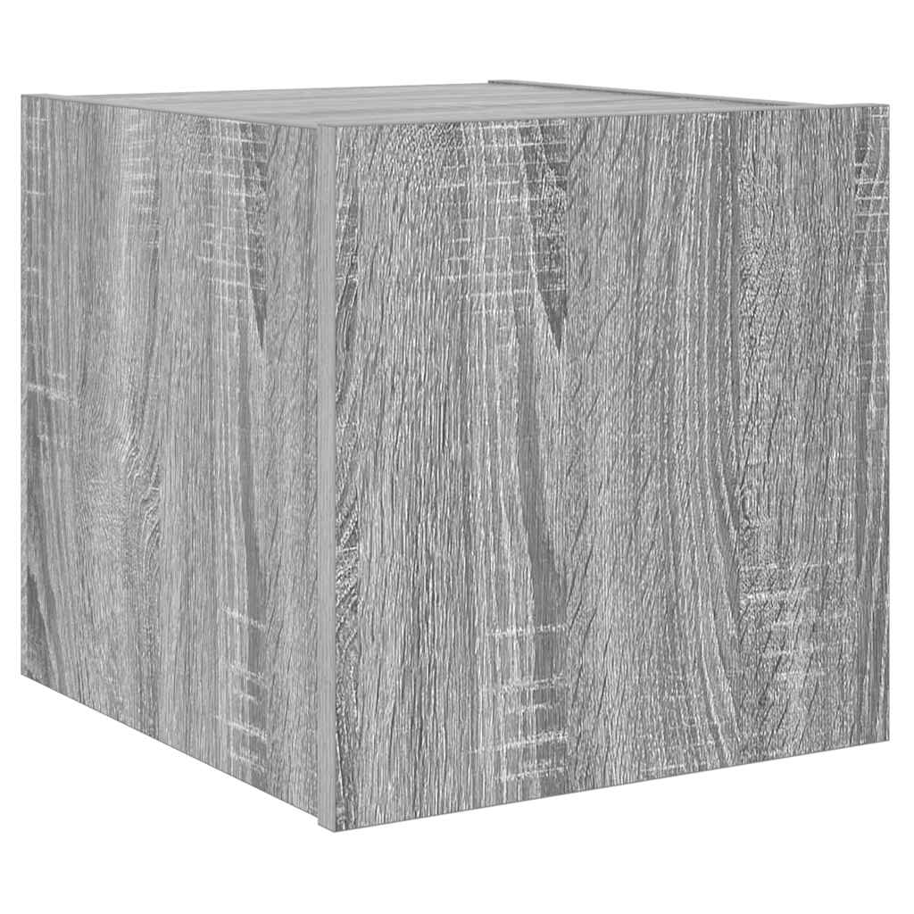 TV Wall Cabinet with LED Lights Grey Sonoma 30,5x35x30 cm