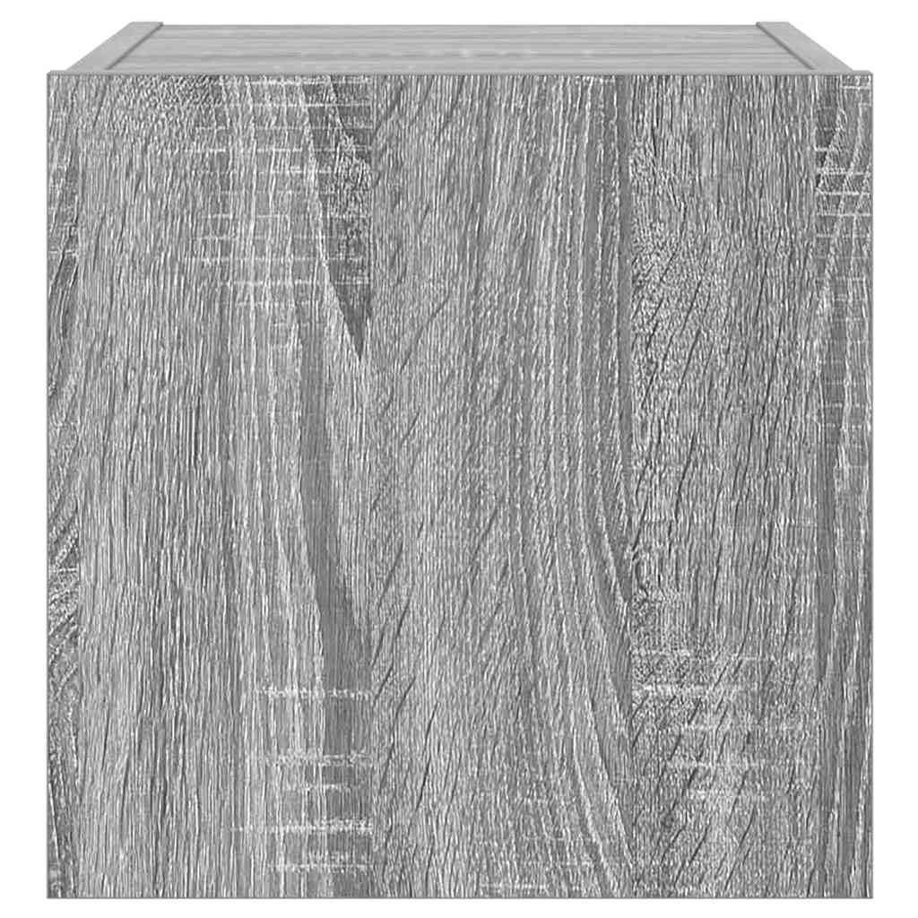 TV Wall Cabinet with LED Lights Grey Sonoma 30,5x35x30 cm