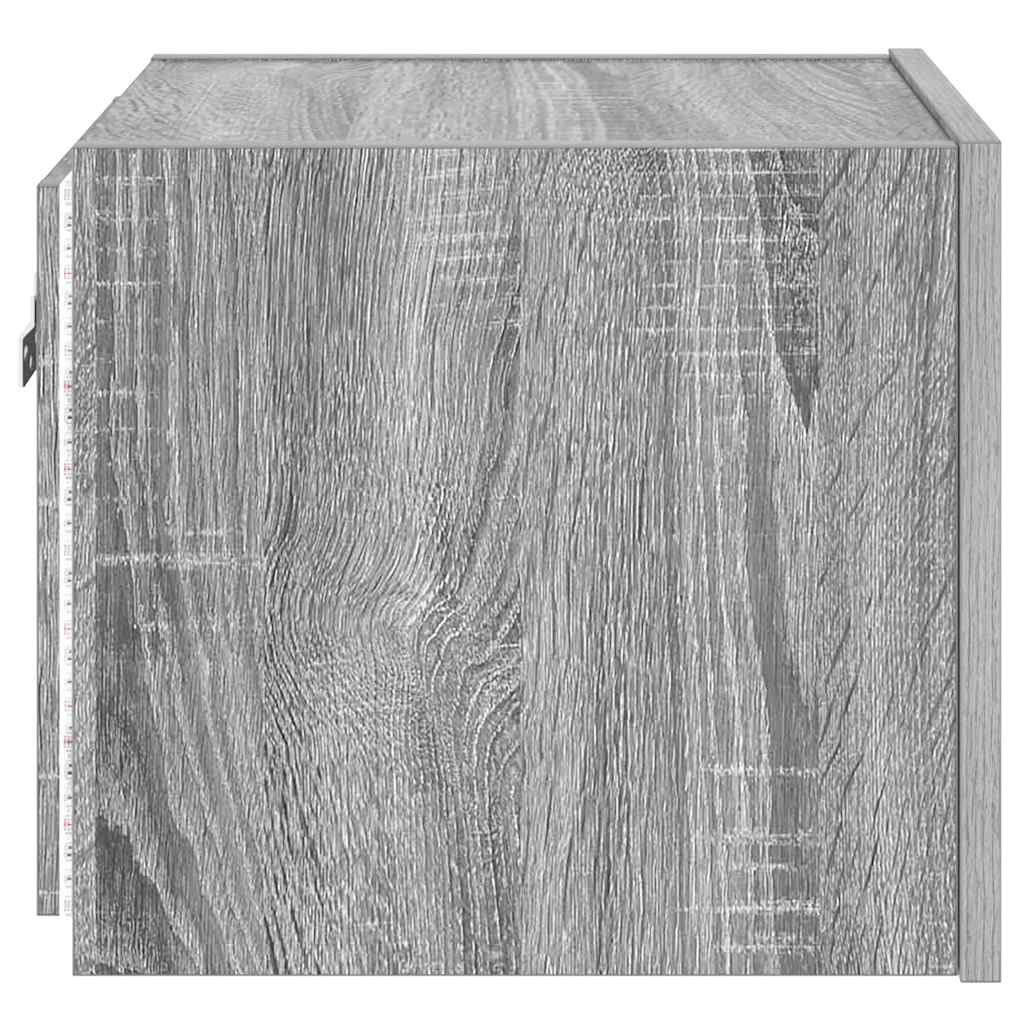 TV Wall Cabinet with LED Lights Grey Sonoma 30,5x35x30 cm