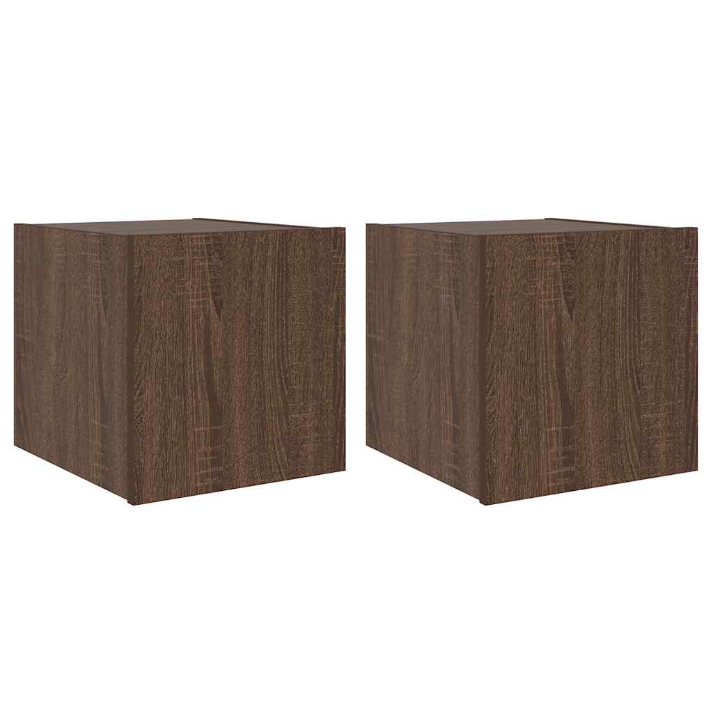 TV Wall Cabinets with LED Lights 2 pcs Brown Oak 30,5x35x30 cm