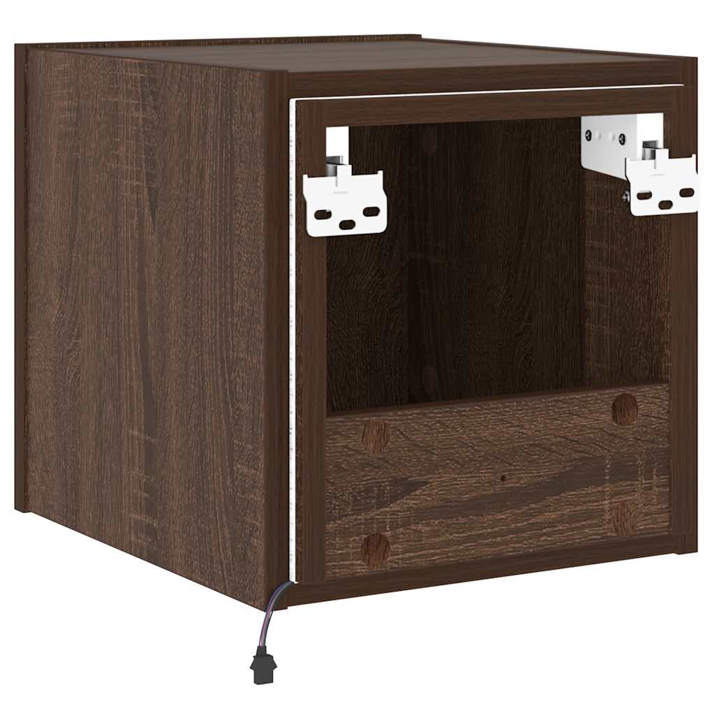 TV Wall Cabinets with LED Lights 2 pcs Brown Oak 30,5x35x30 cm