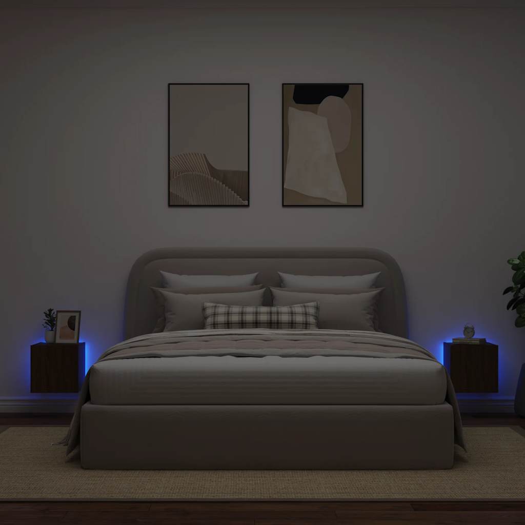 TV Wall Cabinets with LED Lights 2 pcs Brown Oak 30,5x35x30 cm