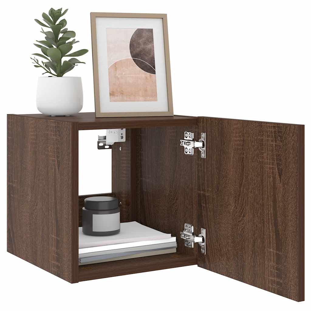 TV Wall Cabinets with LED Lights 2 pcs Brown Oak 30,5x35x30 cm