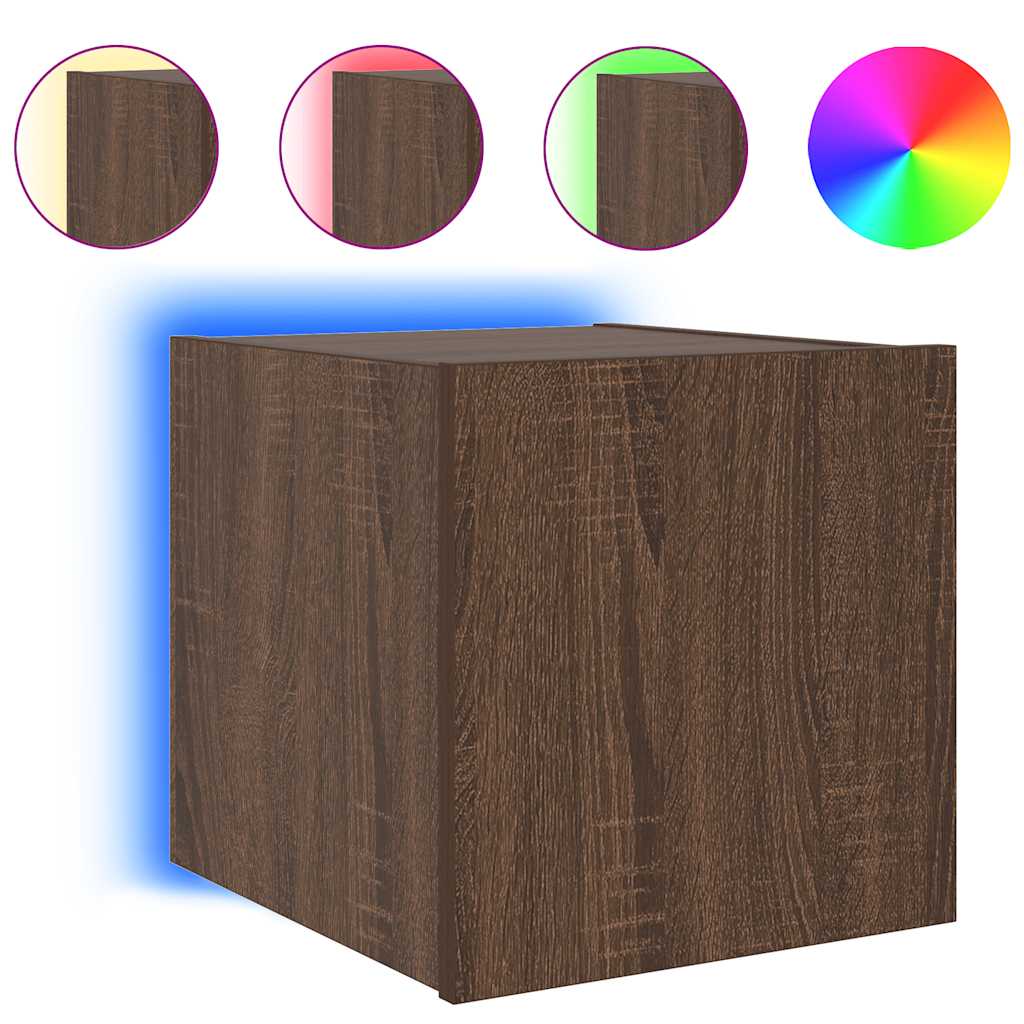 TV Wall Cabinets with LED Lights 2 pcs Brown Oak 30,5x35x30 cm