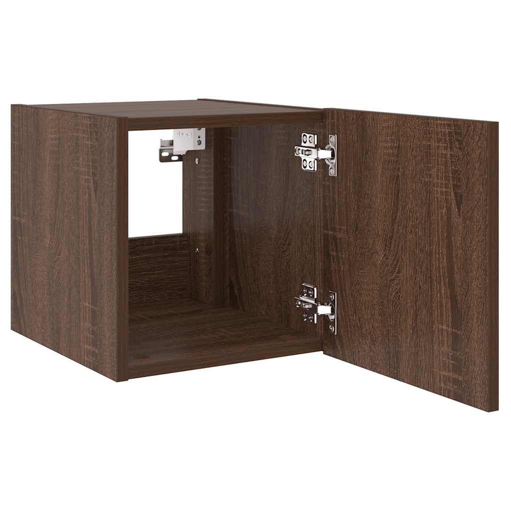 TV Wall Cabinets with LED Lights 2 pcs Brown Oak 30,5x35x30 cm