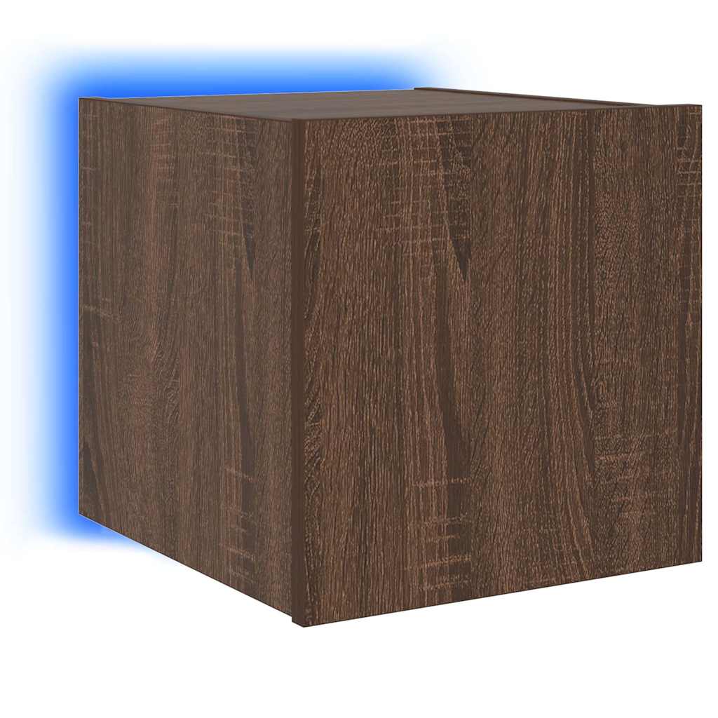 TV Wall Cabinets with LED Lights 2 pcs Brown Oak 30,5x35x30 cm
