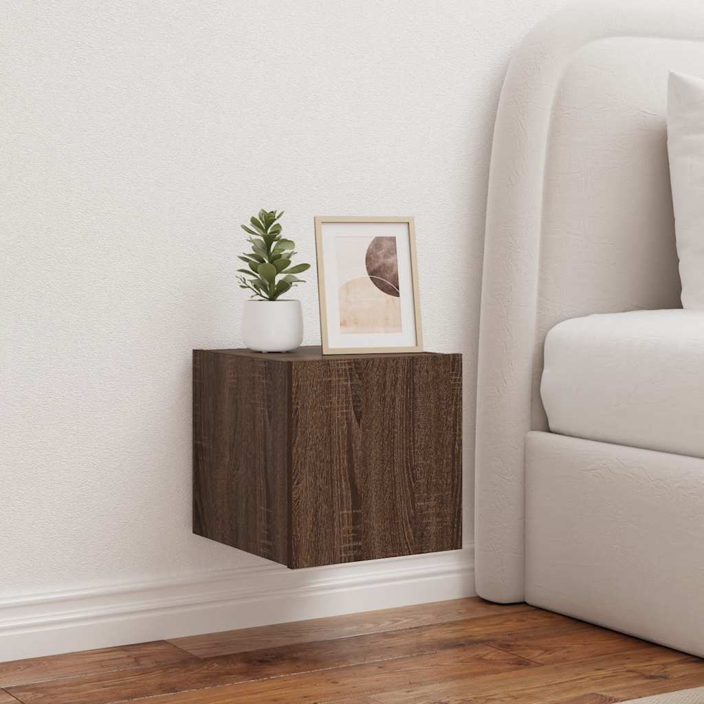 TV Wall Cabinets with LED Lights 2 pcs Brown Oak 30,5x35x30 cm